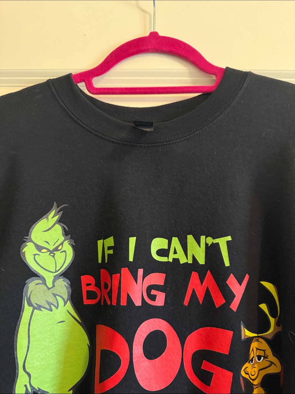 Gildan Black Sweatshirt with Neon Grinch & Dog Graphic - Picture 3 of 5